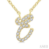 1/20 ctw Initial 'E' Round cut Diamond Pendant With Chain in 14K Yellow Gold